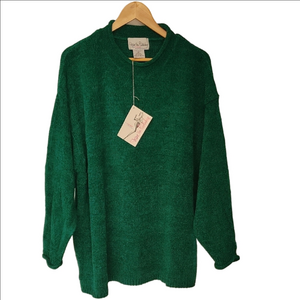 Diane Von Furstenberg Green Knit Sweater Acrylic New Long Sleeve Rolled Neck